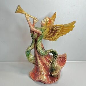 VTG Heralding Angel Tree Topper, Mantel Decor, or Ornament With A Crackle Finish